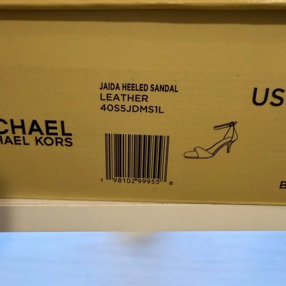 Michael Kors Jaida Ankle-Strap Black Leather High Heel Sandals. - Picture 5 of 10